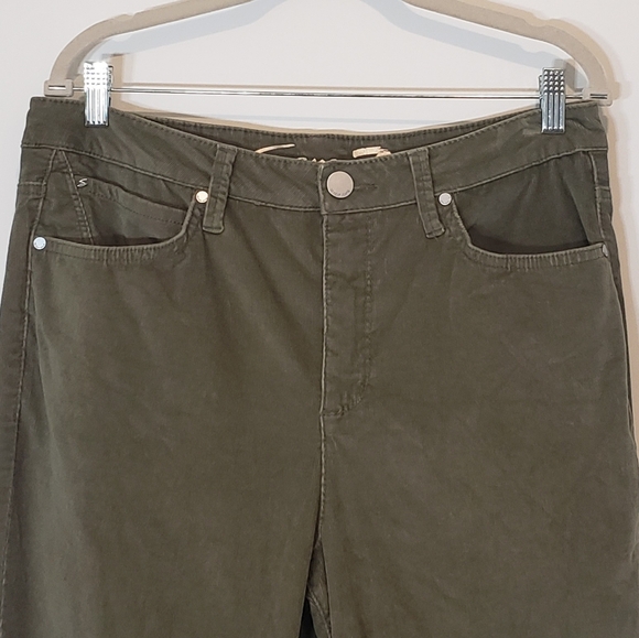 Seven 7 Corduroy Pants Ultra High Rise Skinny Olive Green Cotton Stretch Size 12 - Picture 2 of 16